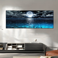 Canvas Poster Modern Abstract Ocean Night Moon Landscape Painting Bedroom Decor