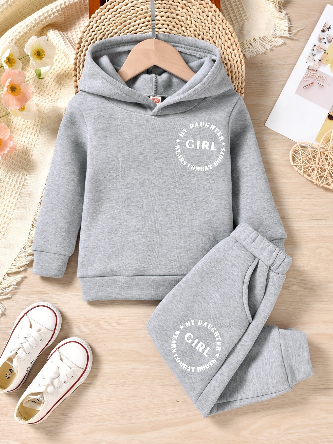 Girls Combat Boots Sweatsuit Hoodie & Sweatpants Set