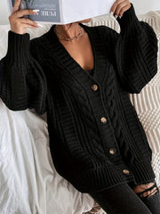 Cable Knit Lantern Sleeve Cardigan