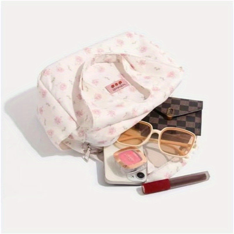 Floral Nylon Lunch Bag for Women Insulated Durable Versatile