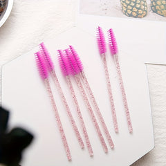 50pcs Crystal Eyelash Brush Spoolie Brushes for Extensions and Mascara