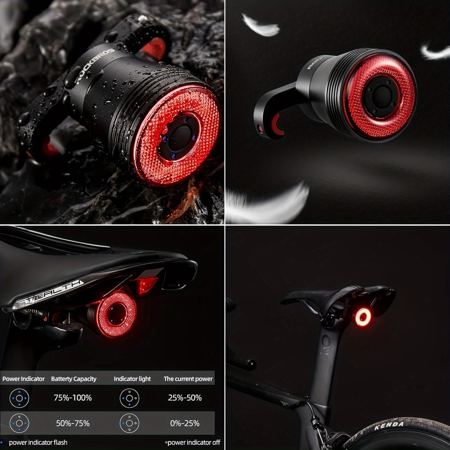 Bike Tail Light Ultra Bright LED USB Rechargeable Waterproof Cycling Safety