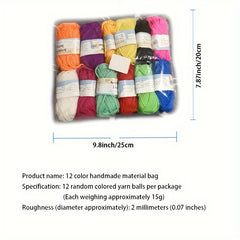 12pcs Multicolor Yarn Crochet Craft Yarn for Crocheting and Knitting
