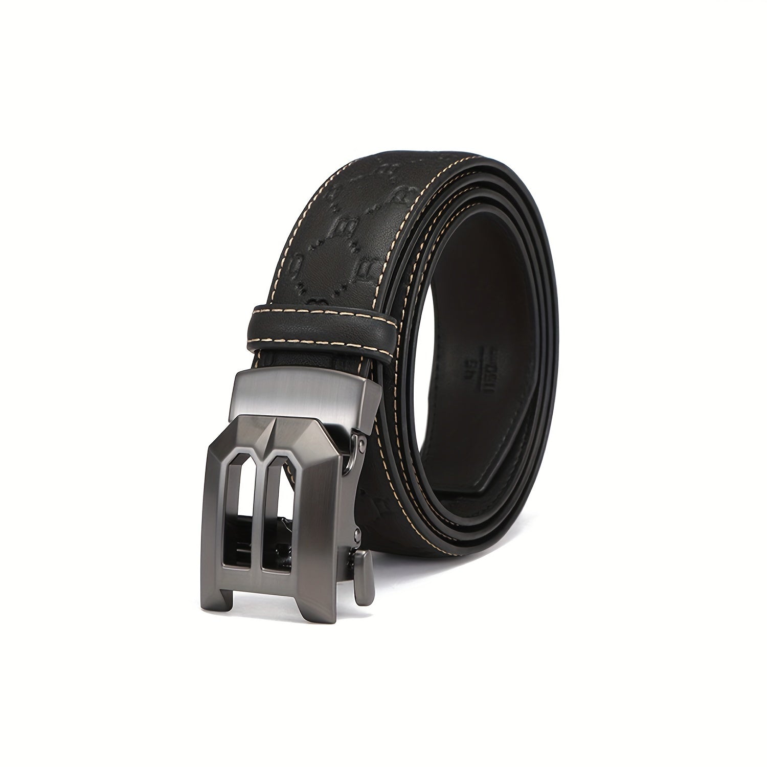 Men's Leather Cowhide Belt B Letter Buckle Adjustable Belt