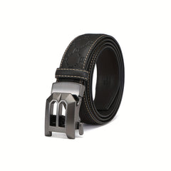 Men's Leather Cowhide Belt B Letter Buckle Adjustable Belt
