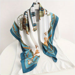 Vintage Carriage Print Bandana Silk Scarf for Women
