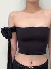 Floral Decor Summer Sleeveless Crop Top Women's Clothing