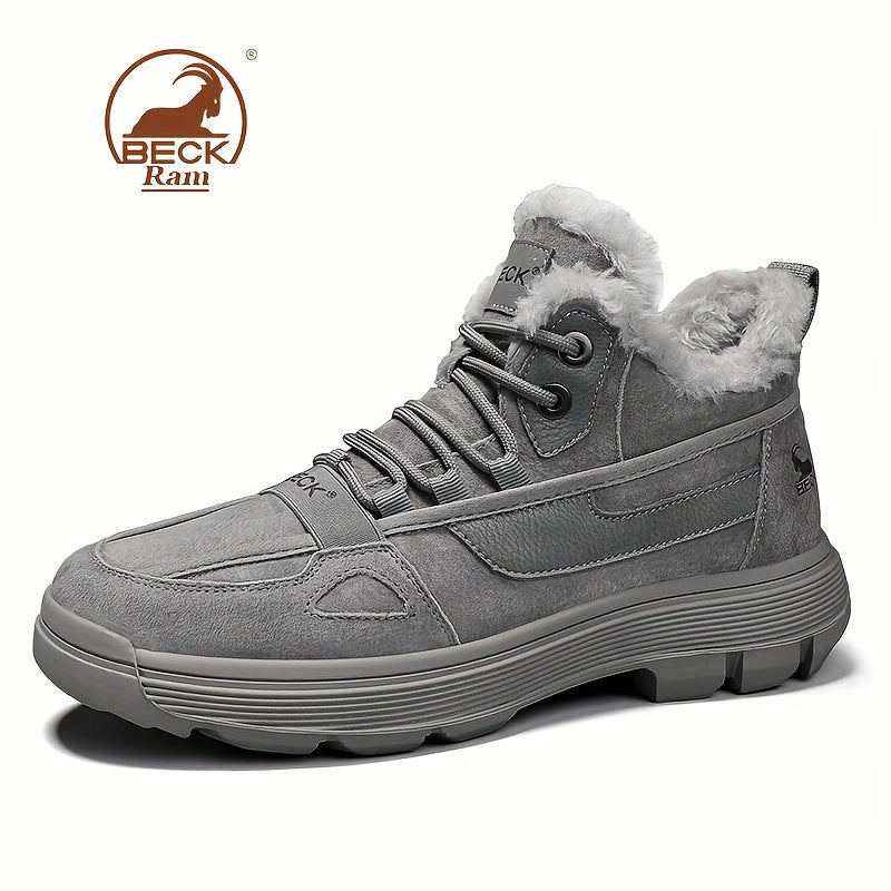 Men's Winter Snow Boots Windproof Hiking Shoes With Fuzzy Lining