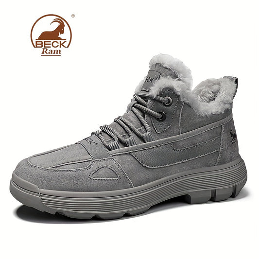 Men's Winter Snow Boots Windproof Hiking Shoes With Fuzzy Lining