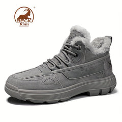Men's Winter Snow Boots Windproof Hiking Shoes With Fuzzy Lining