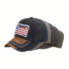 American Flag Patch Baseball Cap Vintage Embroidery Washed Distressed Unisex Dad