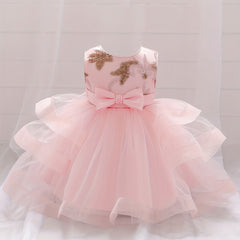 Mesh Puffy Dress Baby Christening Flower Girl Birthday Party Toddler Princess