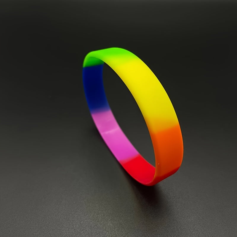 Rainbow Sports Silicone Bracelet Stretch Rubber Wristband