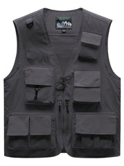 Cargo Vest Men's Zip Up Outwear Casual Spring Summer