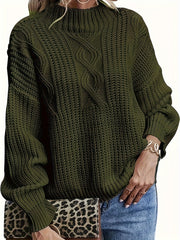 Casual Sweater Women's Plus Solid Jacquard Long Sleeve
