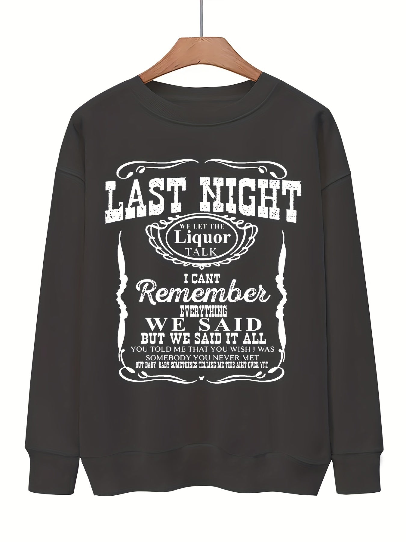 Letter Print Pullover Sweatshirt for Fall & Winter Women's Clothing