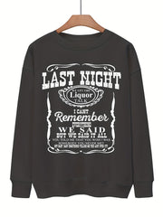 Letter Print Pullover Sweatshirt for Fall & Winter Women's Clothing