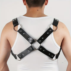 Men's Adjustable PU Leather Chest Harness for Cosplay Party