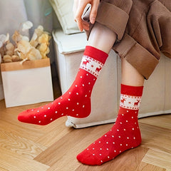 5 Pairs Floral Dot & Plaid Print Socks Christmas Women's Stockings