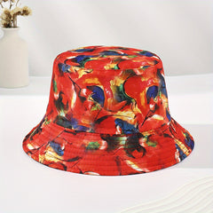 Red Tie Dye Bucket Hat Lightweight Fisherman Cap Women Summer Beach Hat