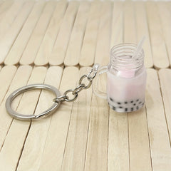 Bubble Tea Bottle Shape Key Chain Bubble Tea Key Ring Bag Car Key Ornament