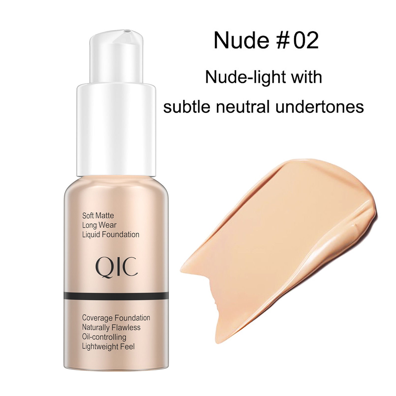 Natural Nude Tone Lightweight Matte Liquid Foundation