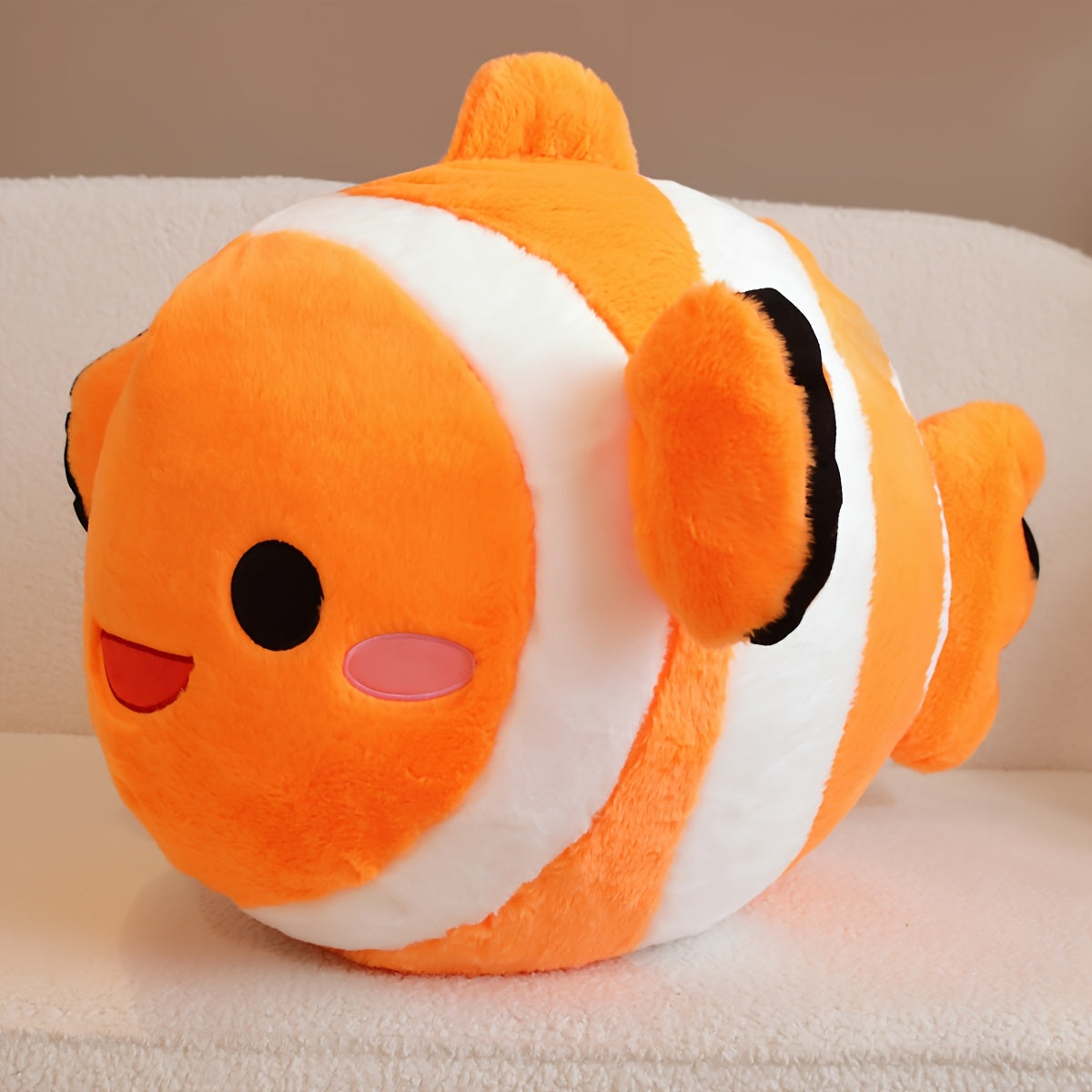 Orange Clownfish Plush Toy Soft Polyester Ocean Series Pillow