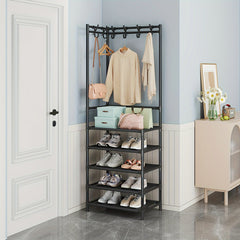 Coat Rack with Storage Shelves & 8 Hooks
