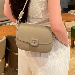 Stylish Large Capacity Leather Crossbody Bag in Khaki
