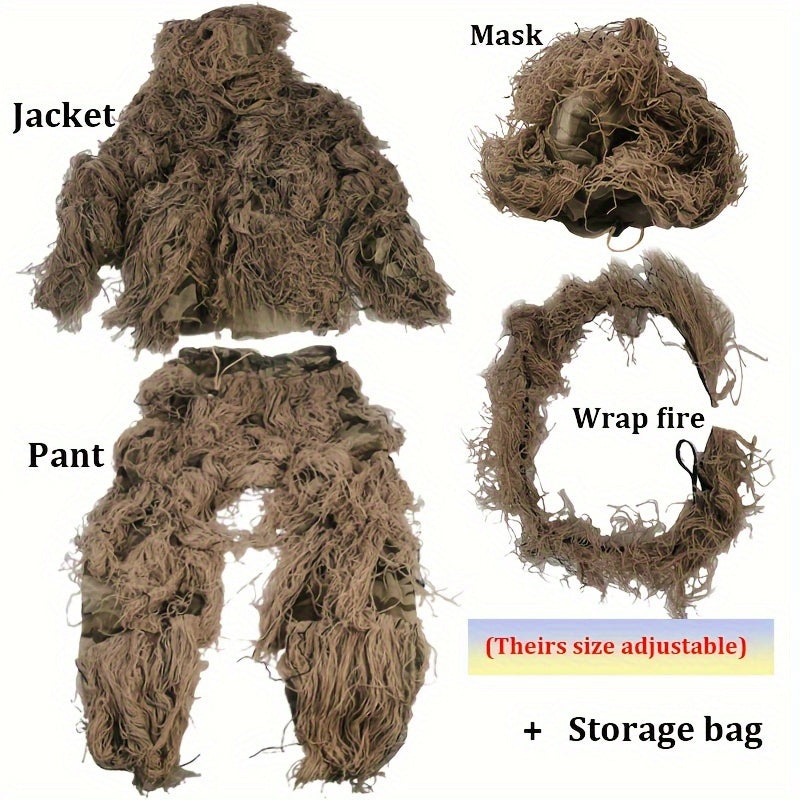 Men's Ghillie Suit Jacket & Pants Set Camo Airsoft Gear
