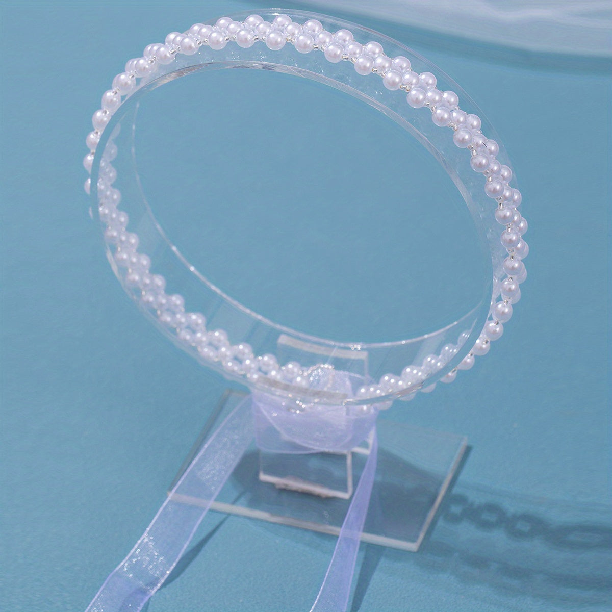 Faux Pearl Headband for Kids with Floating Ribbon