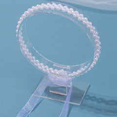 Faux Pearl Headband for Kids with Floating Ribbon