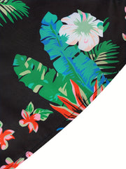 Floral Print Two Piece Set One Shoulder Top & Shorts Outfit