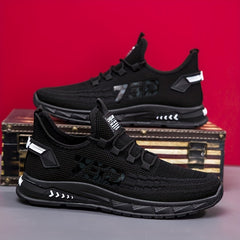 Men's Breathable Woven Sneakers Casual Outdoor Lace-up Shoes