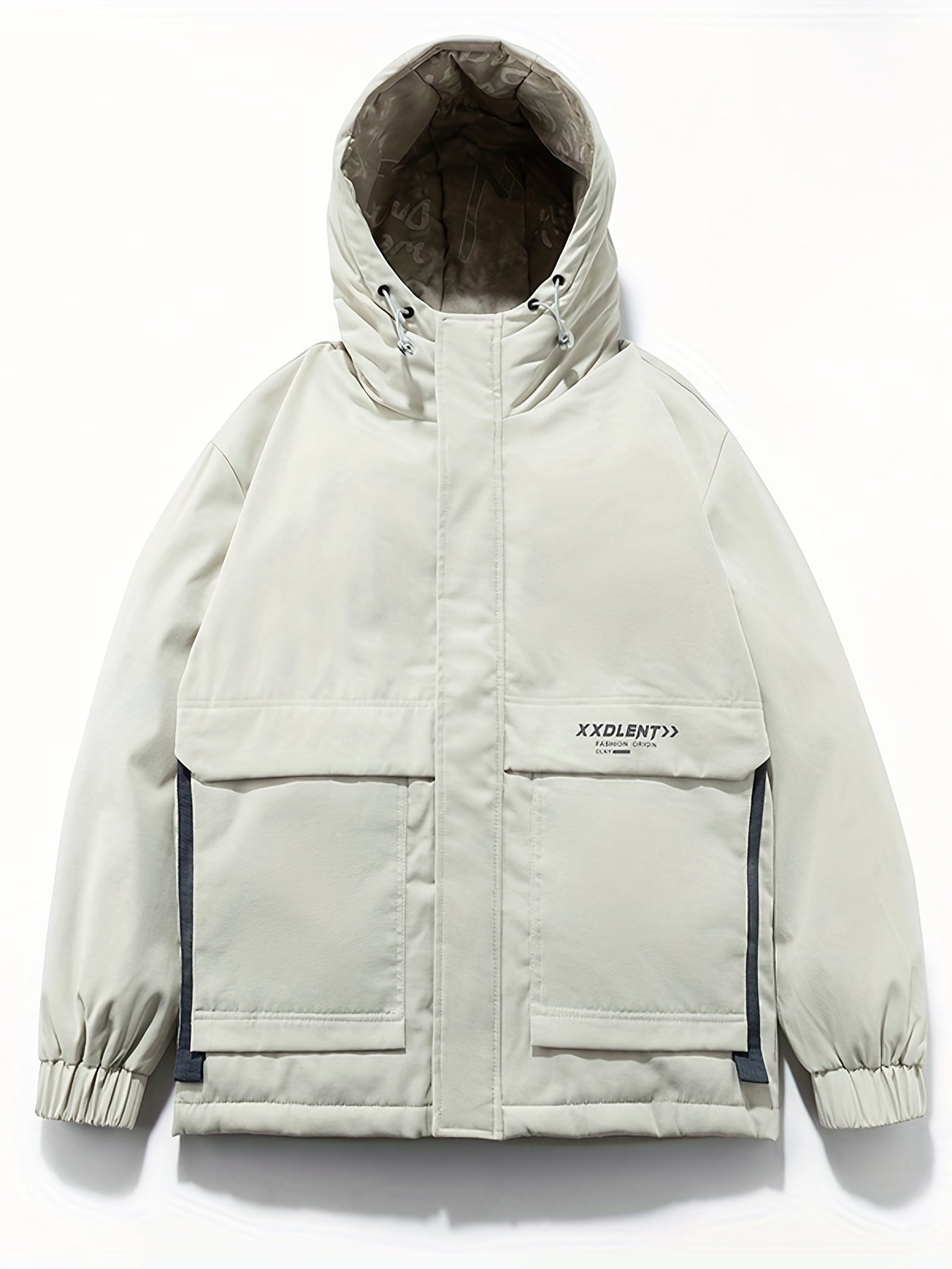 Men's Hooded Puffer Jacket Loose Fit Big Pocket Duck Down Coat for Winter