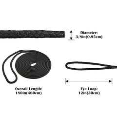 3/8 in x 46 ft Double Braided Nylon Dock Line Boat Rope Mooring Rope
