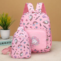 Kids Unicorn Rainbow Pattern Backpack & Crossbody Bag Set