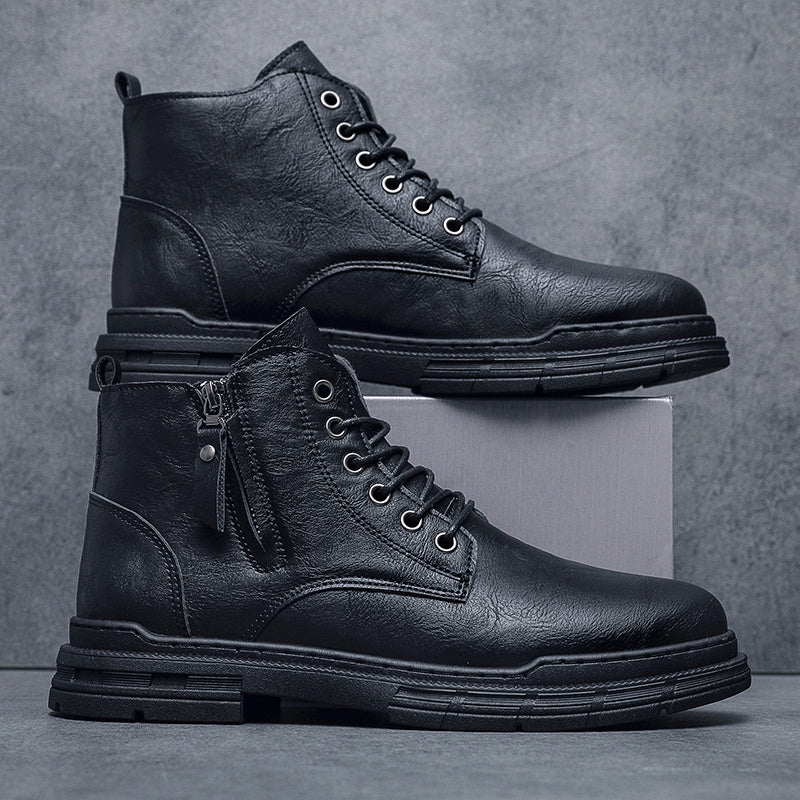 Men's Round Toe Zipper Boots