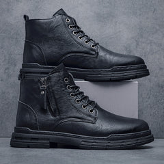Men's Round Toe Zipper Boots