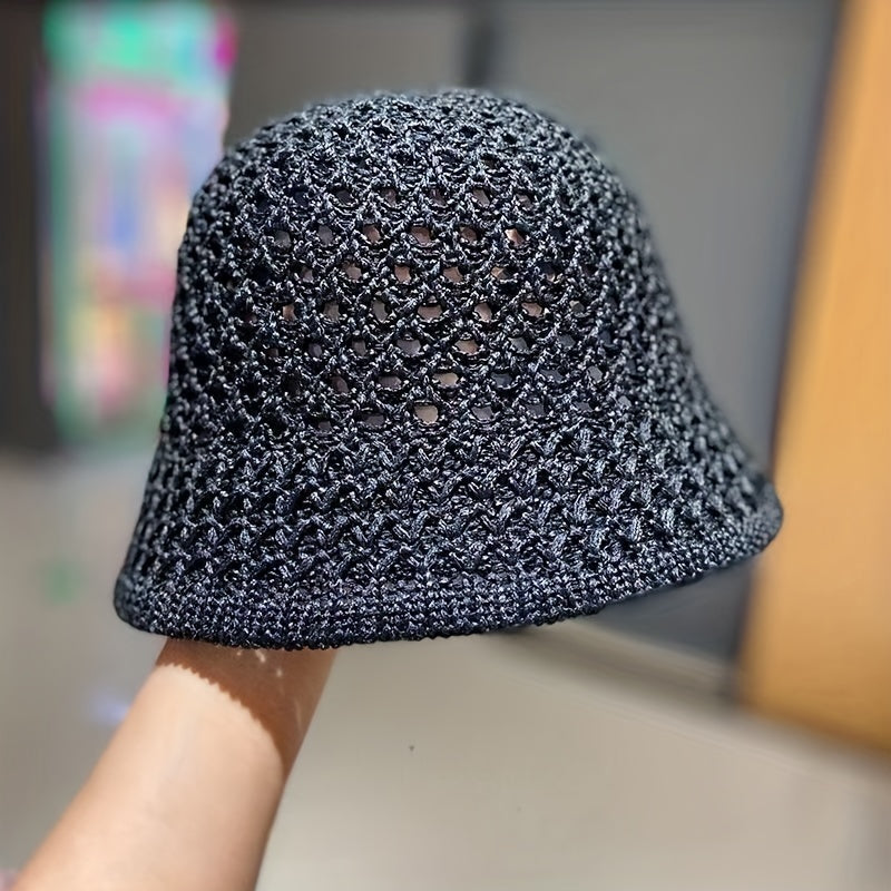 Casual Bucket Hat Crochet Straw Sun Hat Beach Hats for Women