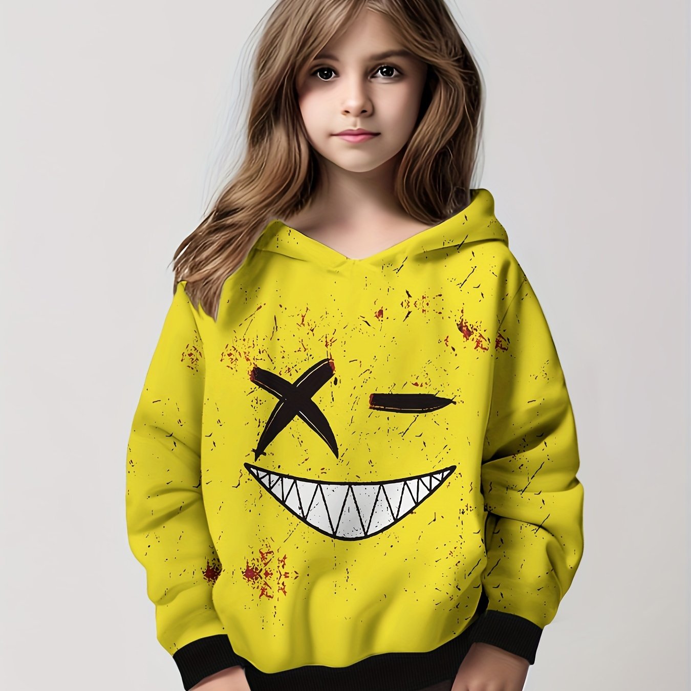 Smile Graphic Hoodies Boys Girls Comfy Long Sleeve Hooded Sweatshirt