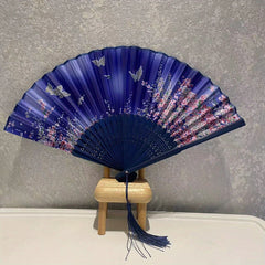 Japanese Style Folding Fan Chinese Ancient Silk Cloth Fan