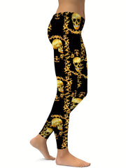 Skull Flower Graphic Sports Leggings Yoga Tight Pants Women