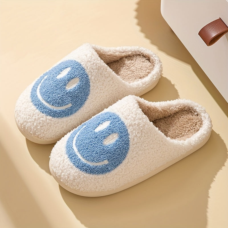 Women's Smile Face Slippers Soft & Comfy Non Slip House Shoes