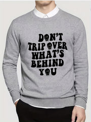 Funny Slogan Knitted Sweater Men's Casual Warm Crew Neck Pullover