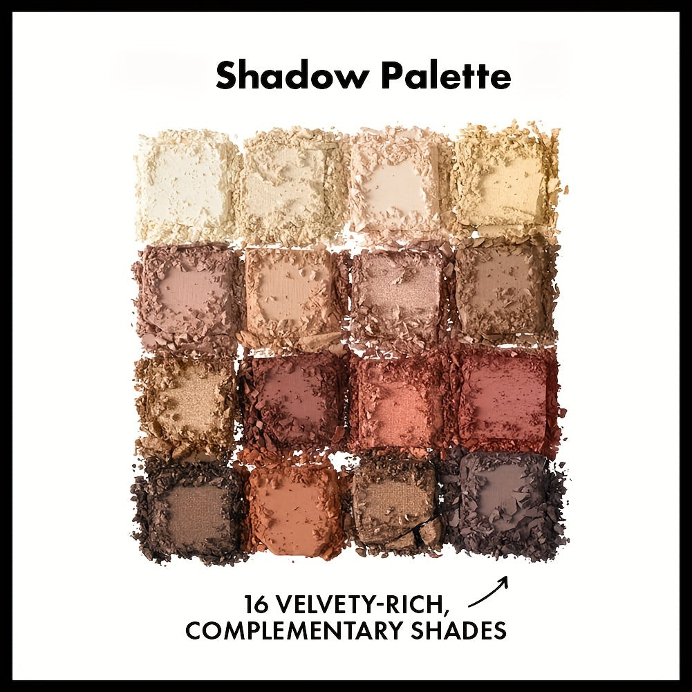 16-Color Matte & Shimmer Eyeshadow Palette - Waterproof Makeup
