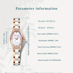 LIGE Girls Watch Ceramic Strap Dazzling Shell Dial 30M Waterproof For Teenagers