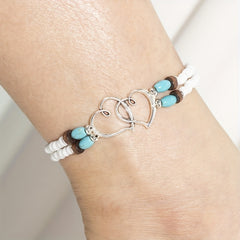 Rice Beads Wooden Beads Turquoise Love Anklet Beach Style Boho Foot Jewelry