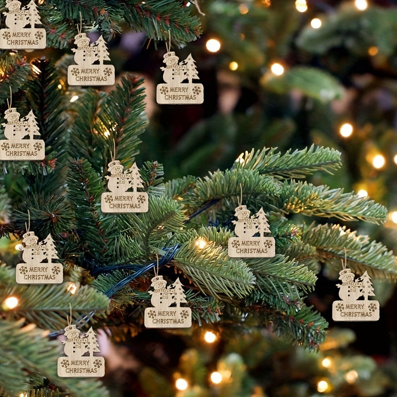 10pcs Christmas Wooden Embellishment Xmas Tree Wood Cutouts