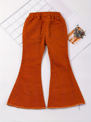 Toddler Girls Ripped Jeans Flare Leg Denim Bell Bottoms Pants